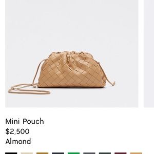 Brand new Bottega mini pouch in almond.